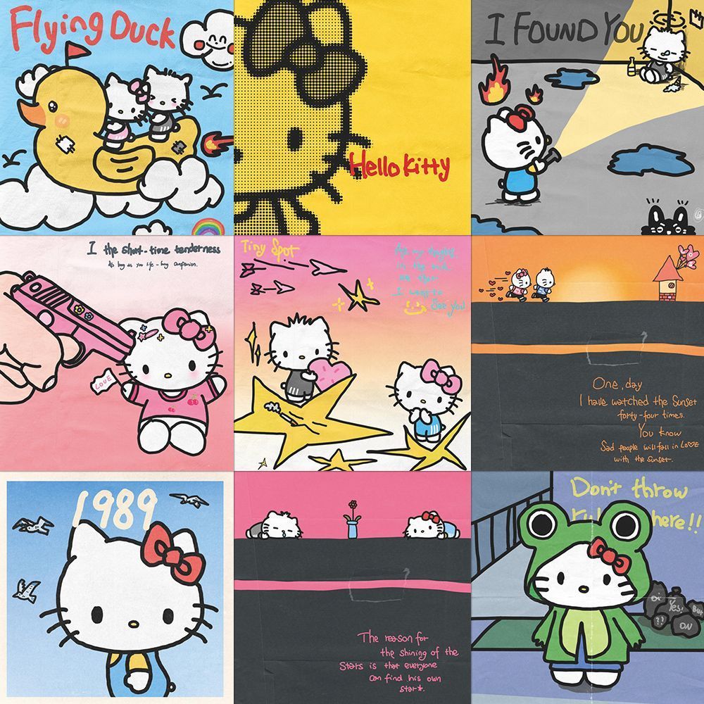 160张HelloKitty专辑封面贴纸创意ins风手机壳diy水杯装饰贴画