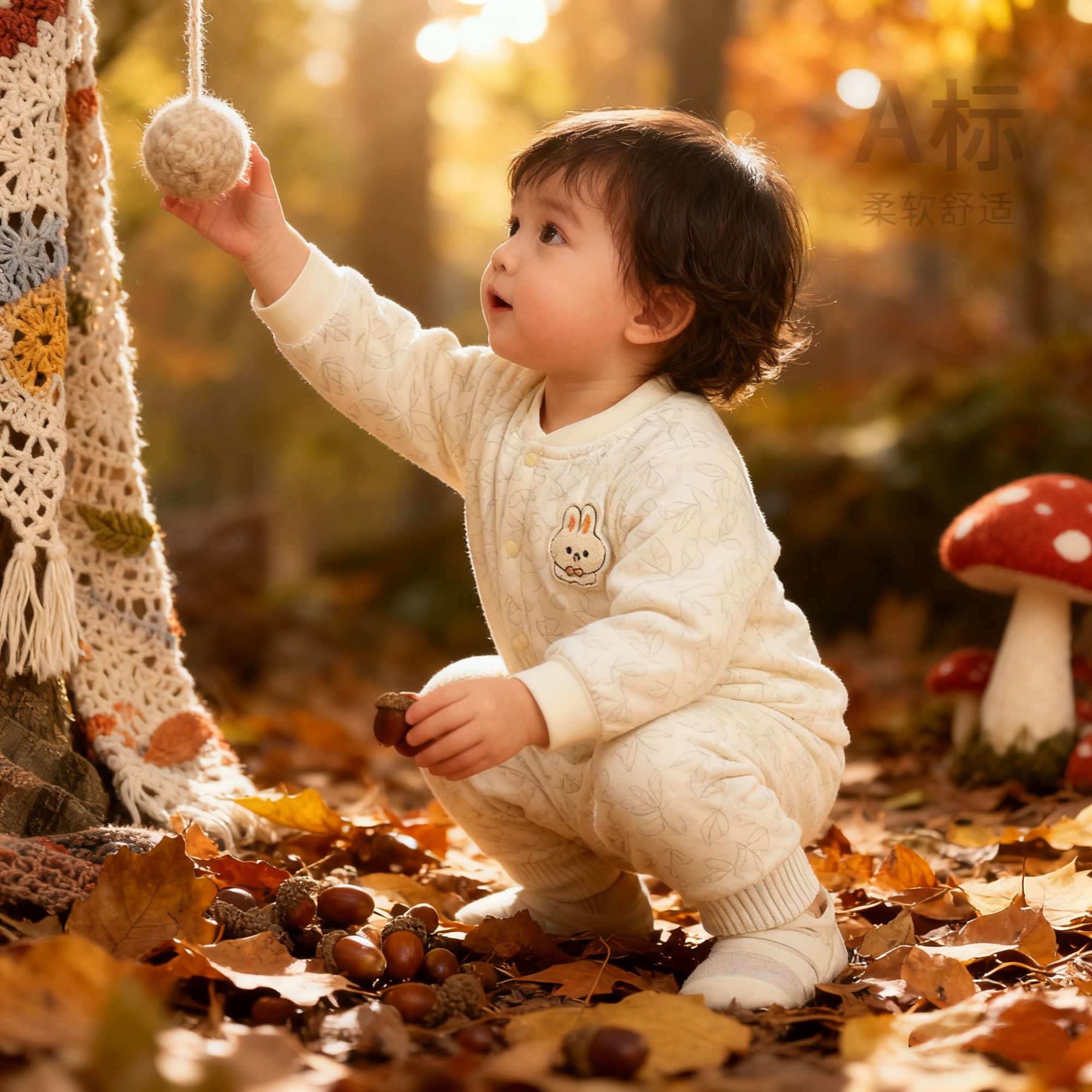 【萌】婴幼儿棉衣服套装居家内衣秋冬新款男女宝高腰护肚薄棉套保暖