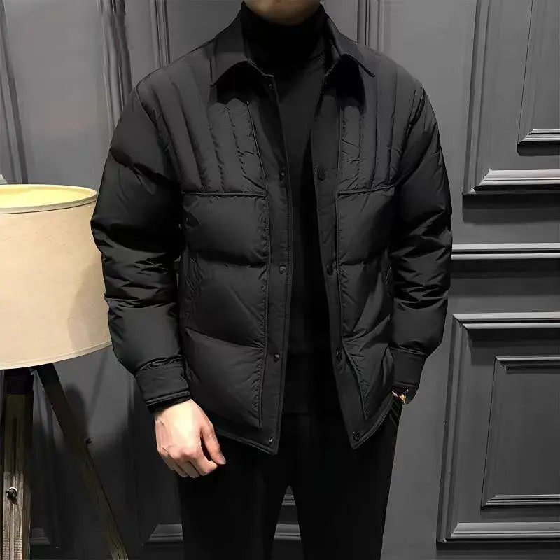 冬季翻领羽绒服男士加厚款防风保暖潮流帅气假两件保暖鸭绒外套