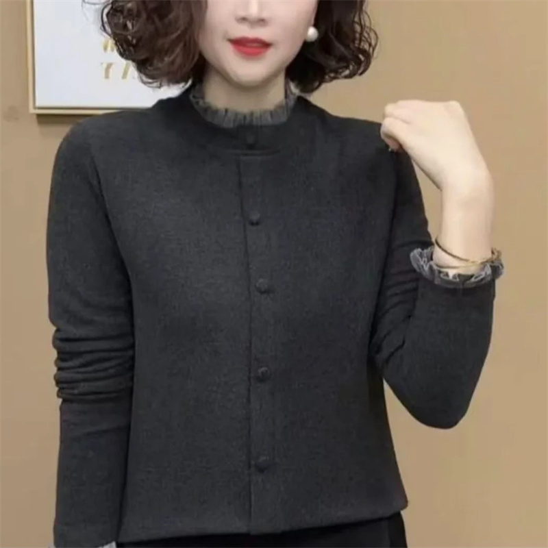 新款时尚洋气打底衫女士气质百搭设计感花苞领长袖上衣#695