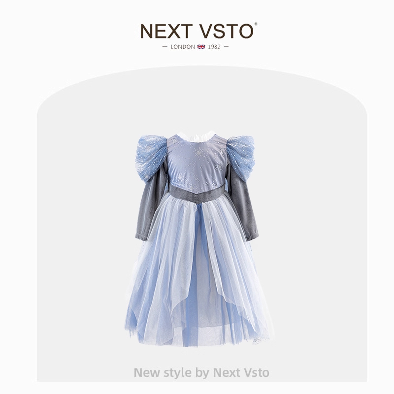 英国NEXT VSTO女童爱莎公主裙春秋装万圣节女宝宝艾莎礼服连衣裙