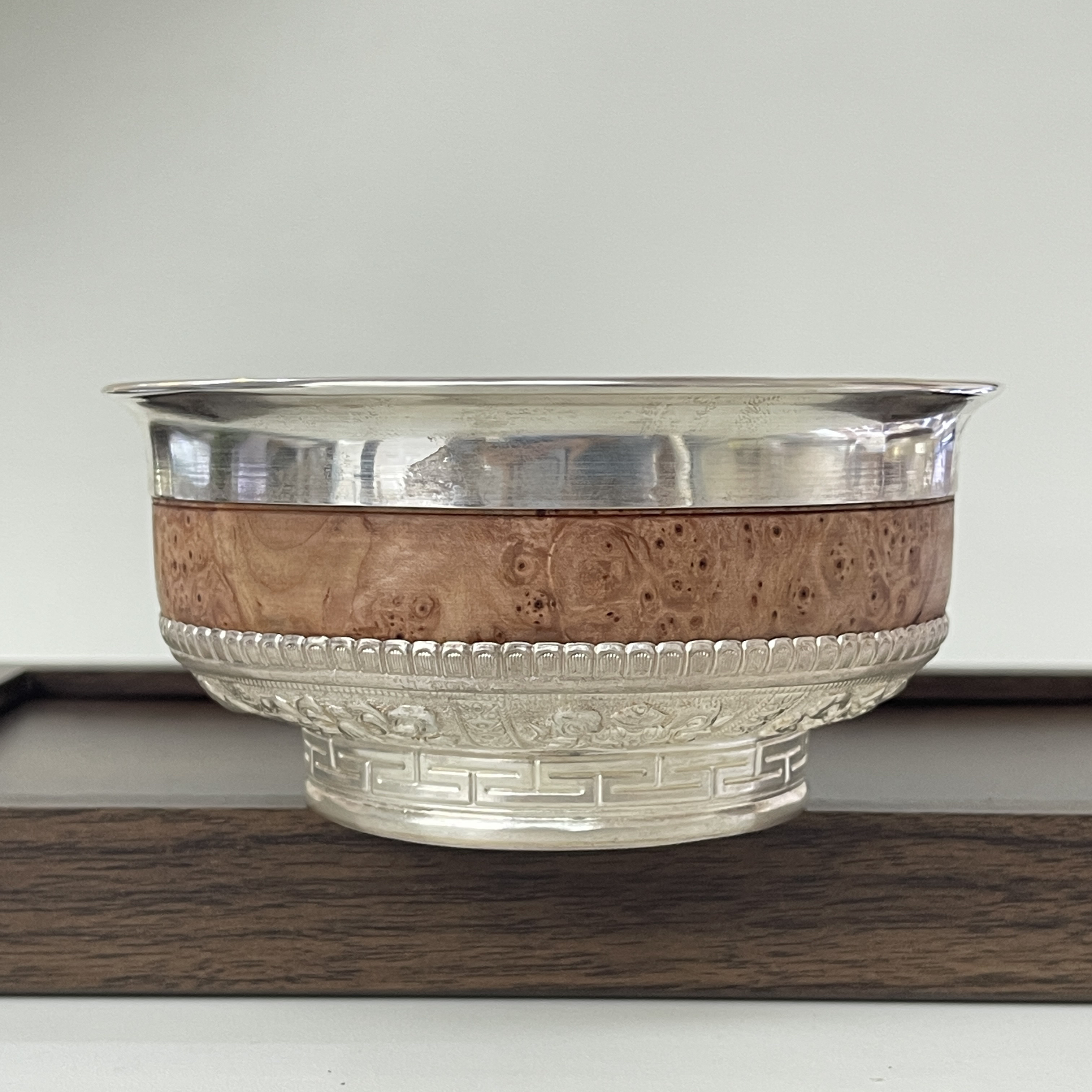 足银银制品 纯银蒙古民族风八宝桦木根银碗纯手工本年礼物2999