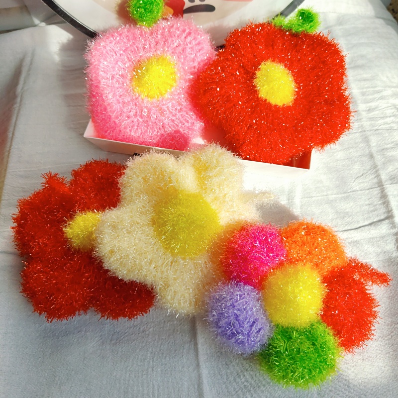 创意手工出口韩国洗碗巾花朵加厚不伤锅菜瓜布百洁布刷碗巾摸布