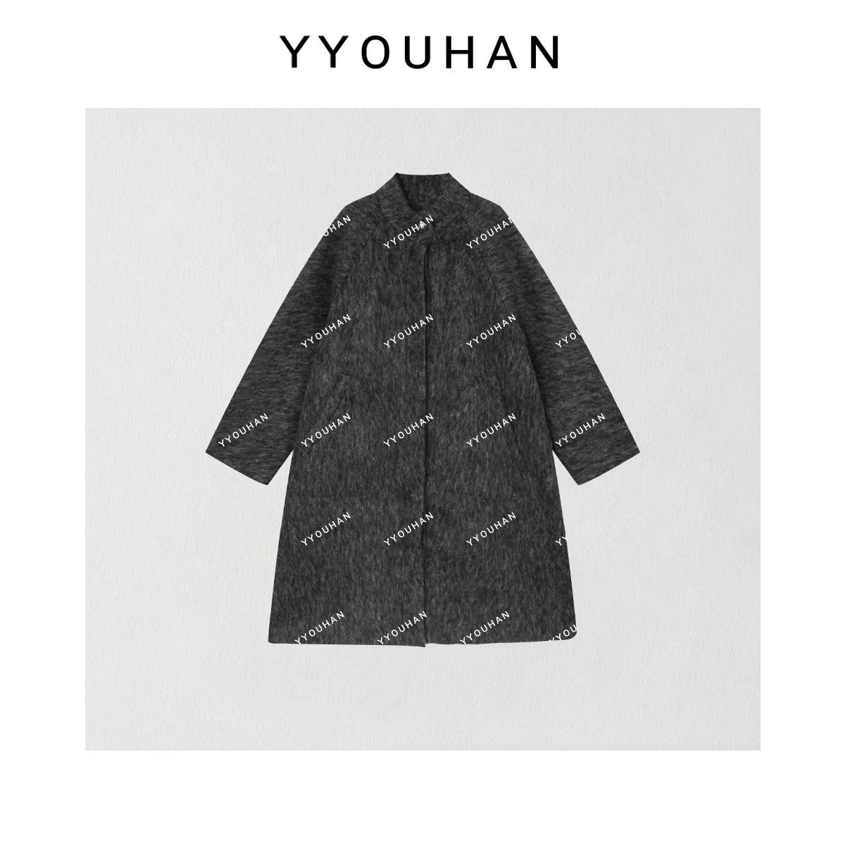 月月 2025秋冬新款小众设计极简显瘦百搭纯色毛呢外套 2510C7203