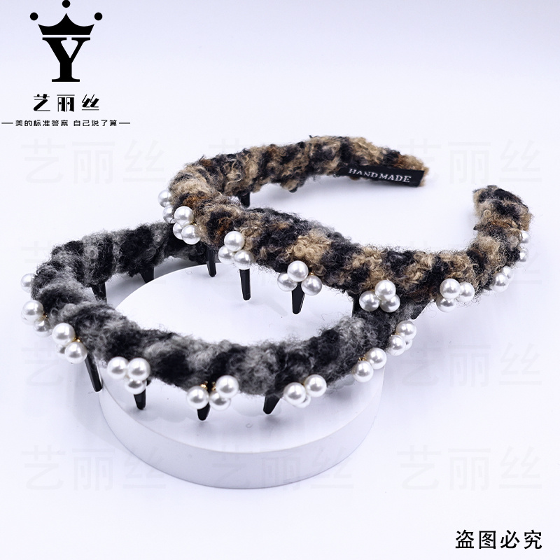 艺丽丝巴黎王妃[毛毛虫]秋冬新款法式发饰珠珠款发箍YL710上班族