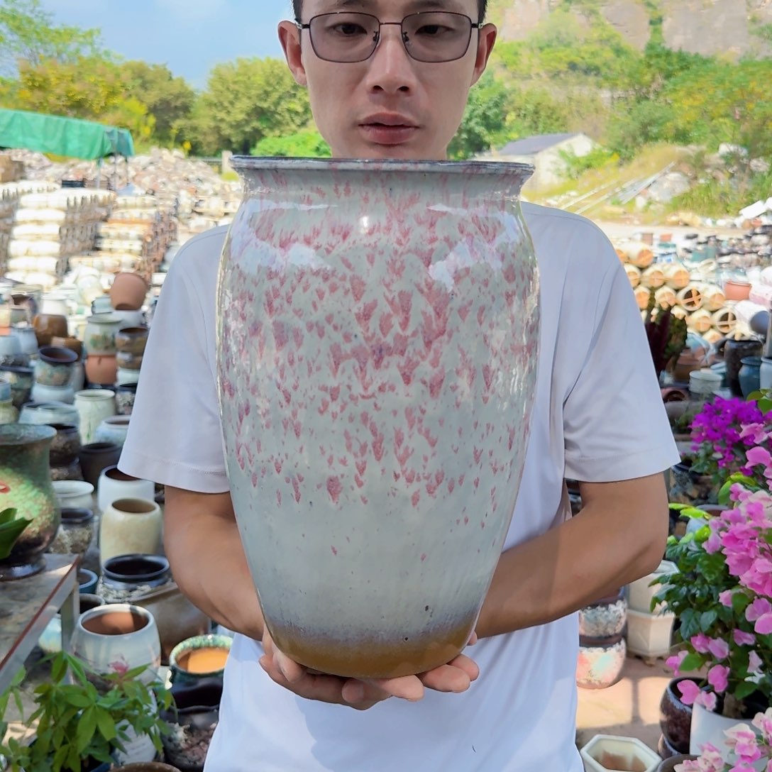 紫砂花盆口20高33（一个粉老庄沈