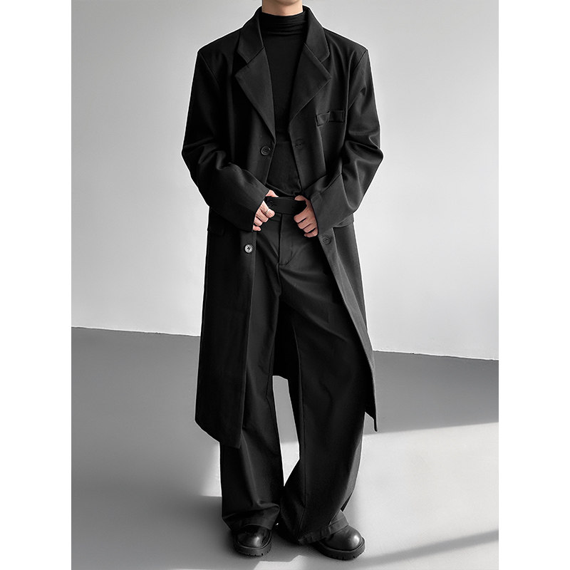 FMQZ STUDIO高级感星空呢垫肩外套男韩系穿搭中长款过