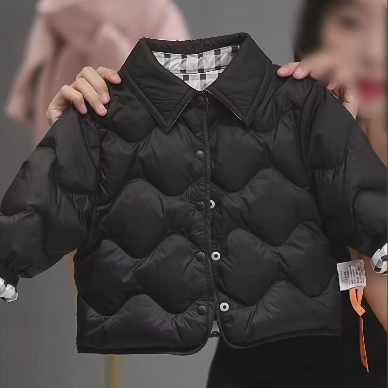 儿童新款绗线棉服纯色百搭风2025新款极简风方领棉服棉袄男童女童