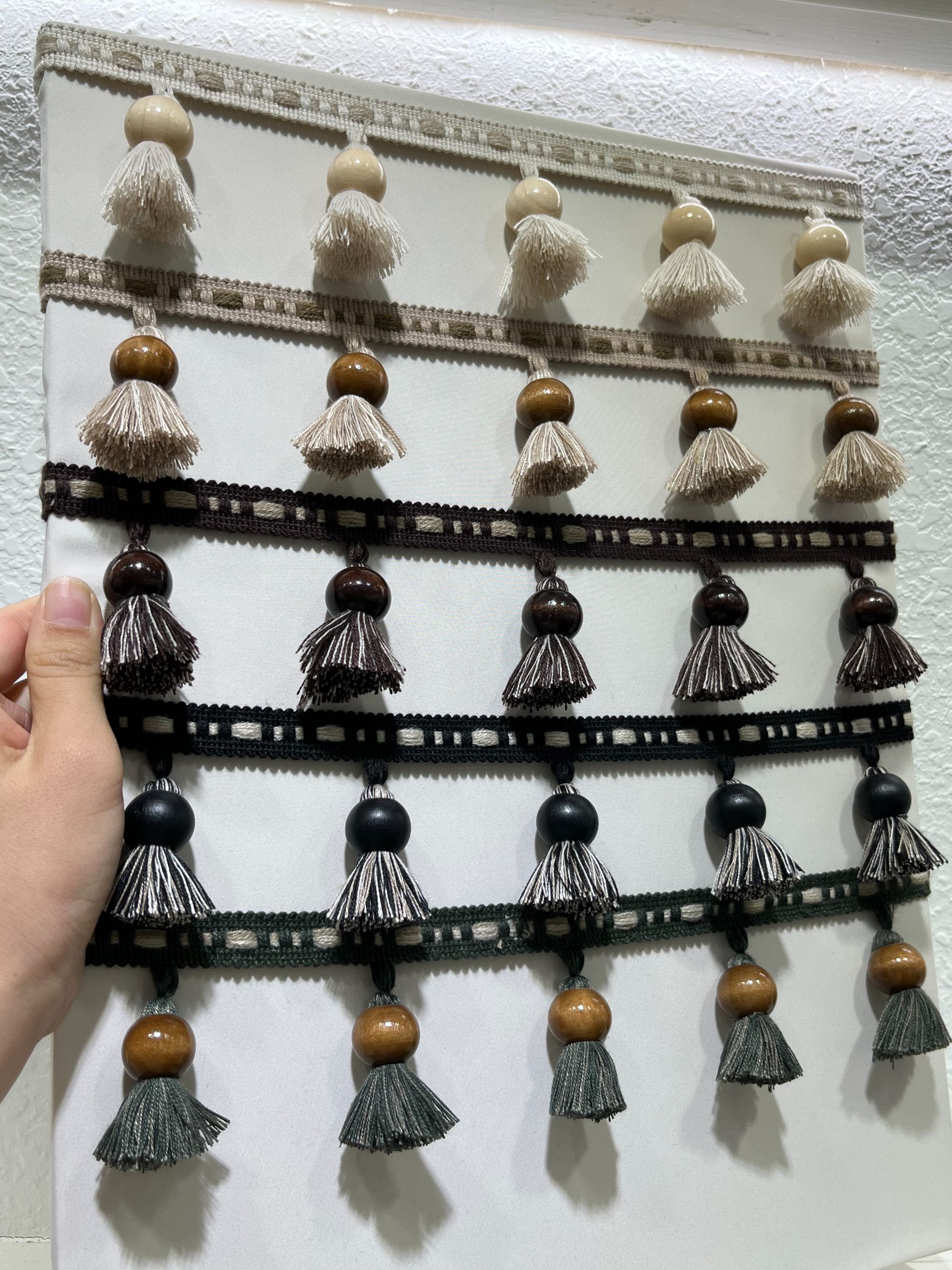 高端墨绿窗帘帘头幔头穗子风花边立边木头吊珠吊穗装饰辅料