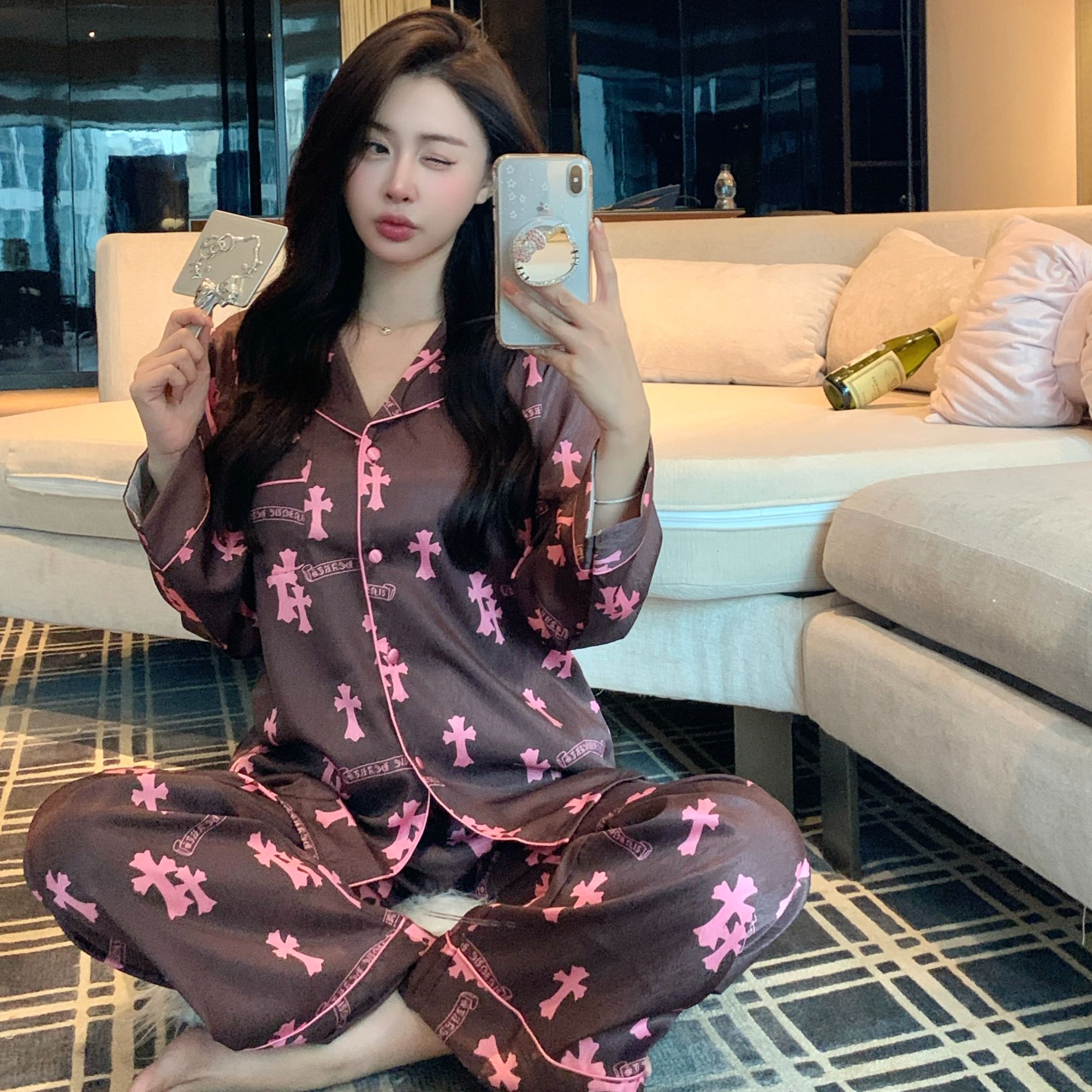 甜美KT猫长袖长裤睡衣春秋季少女可爱高级感家居服套装2025新款