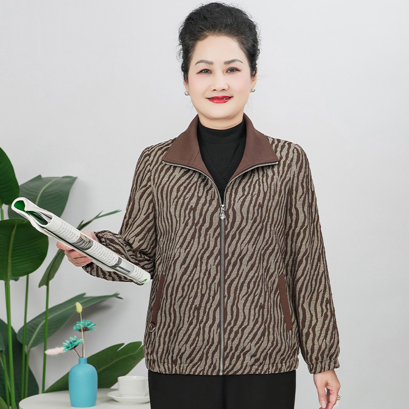 华太太女装奶奶装2025秋季新款翻领长袖衬衫时尚老年人衣服A25610