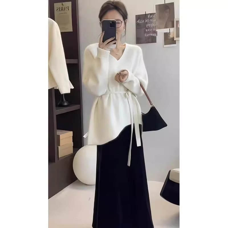 秋季温柔系穿搭女2023新款高级感气质轻奢小香风毛衣半身裙两现货