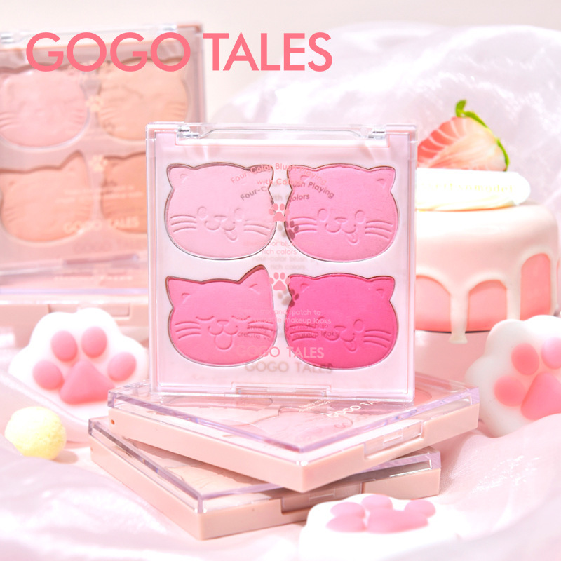 GOGOTALES戈戈舞萌猫四色腮红盘膨胀收缩色氛围裸妆哑光自然胭脂