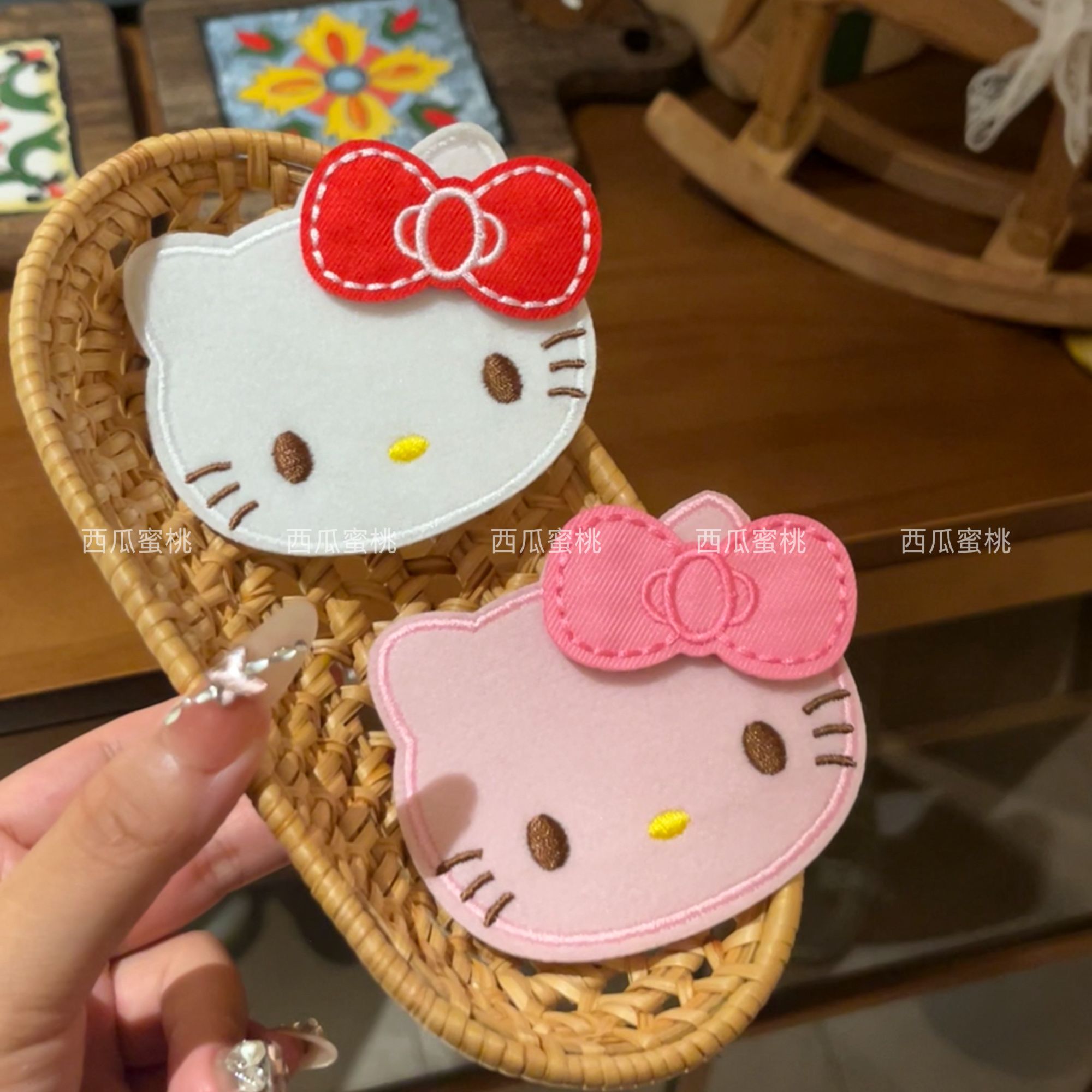 超可爱KT脑袋大号魔术贴kt猫发夹碎发神器甜美少女心无痕刘海贴