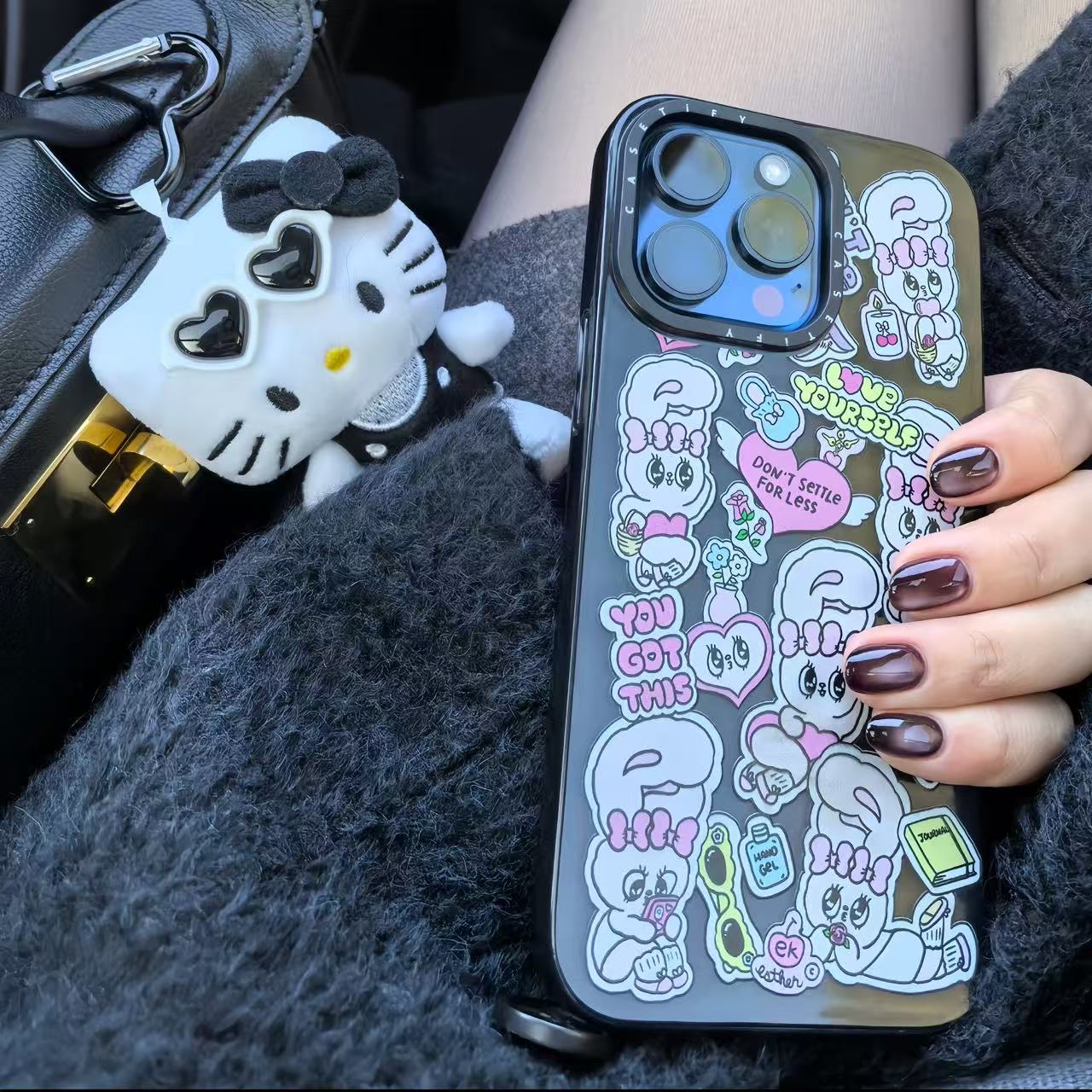 casetify苹果15Pro max手机壳带链14plus透明壳13卡通12p粉色兔11