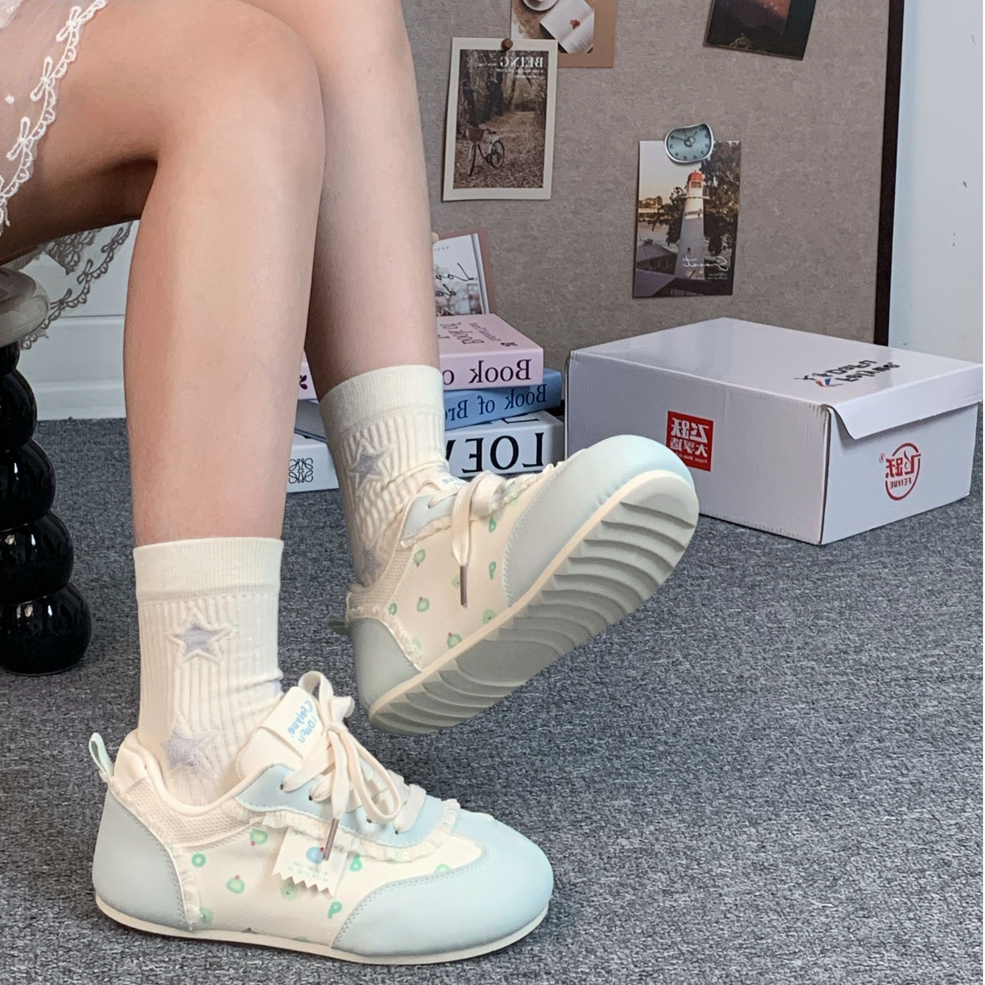 飞跃2025秋冬新款德训鞋潮流小众女鞋百搭学生小清新鞋子休闲板鞋