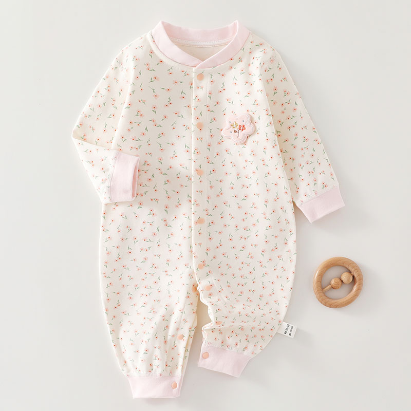 【专柜】春秋纯棉婴儿连体衣新生儿哈衣爬服高档男女宝宝满月打底衣