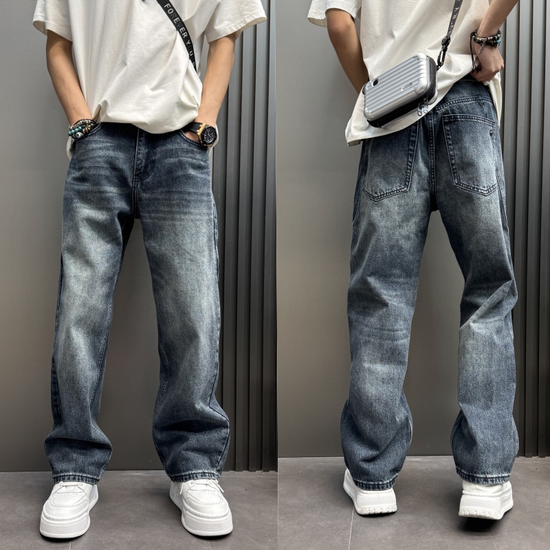 宽松美式秋冬款新款男款水洗做旧痞帅大码百搭网红牛仔男裤牛仔裤