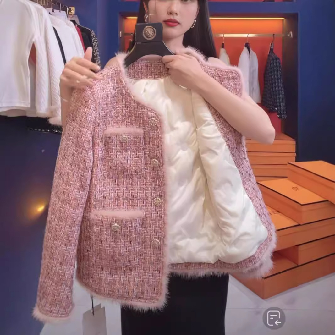 小香风厚外套女秋冬2025新款气质精致女士短款加绒加厚百搭