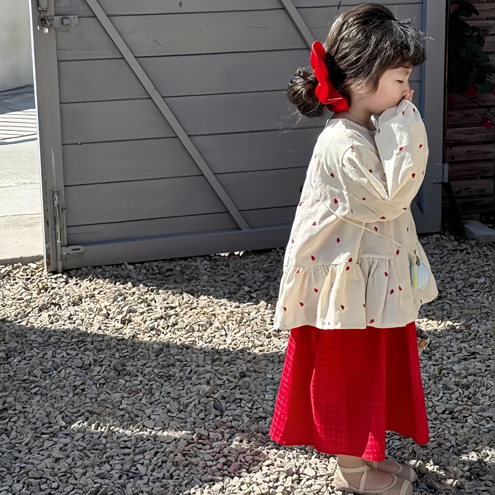 女童秋季套装2025新款春秋洋气宝宝韩版爱心衬衫儿童休闲半身裙潮