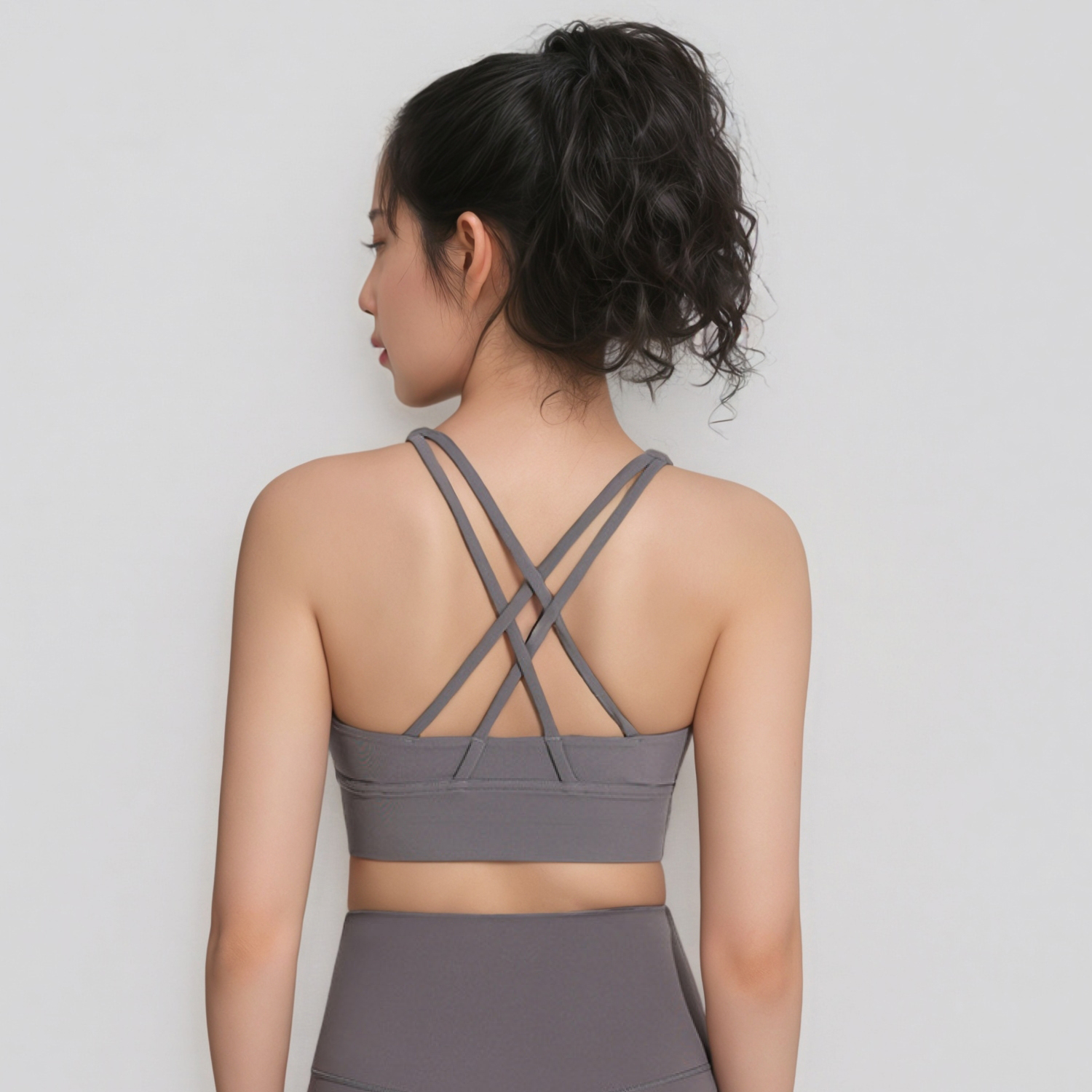 交叉美背运动内衣弹力防震聚拢可拆胸垫收副乳瑜伽健身背心式文胸