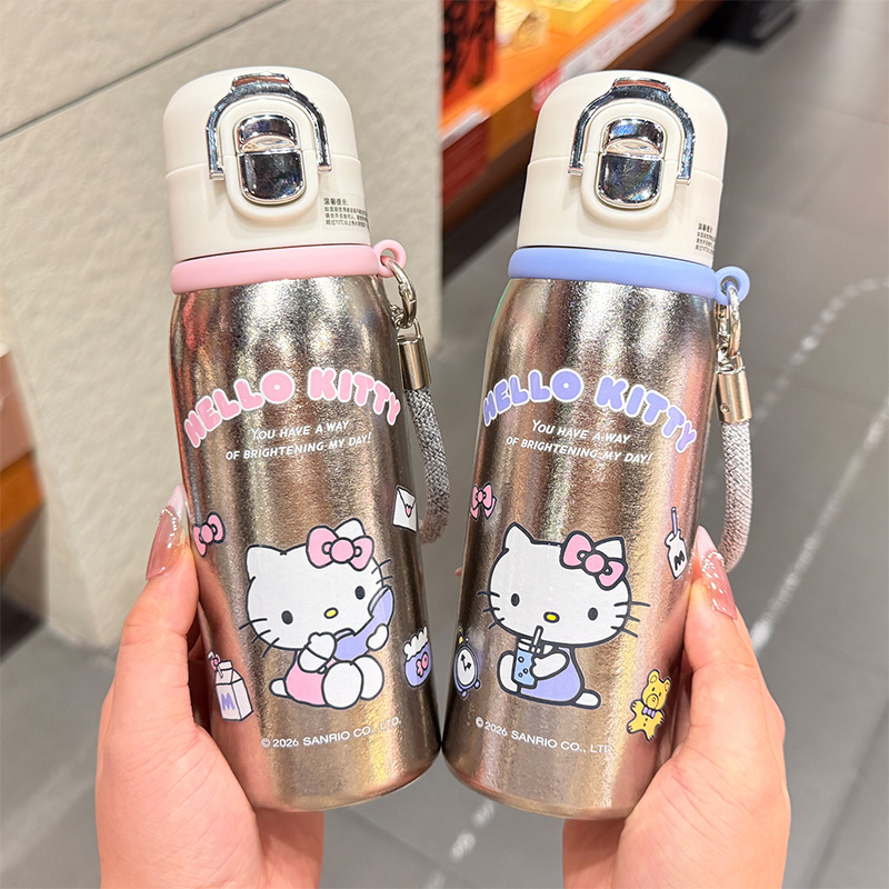 Hellokitty儿童纯钛保温杯女生高颜值学生上学专用便携款双饮水杯