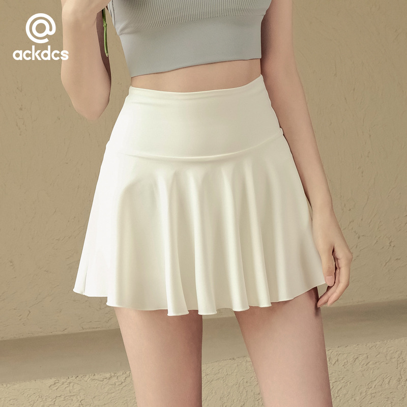 Ackdcs白色瑜伽短裙女防走光网球裙速干高腰健身裙裤2025夏季新款
