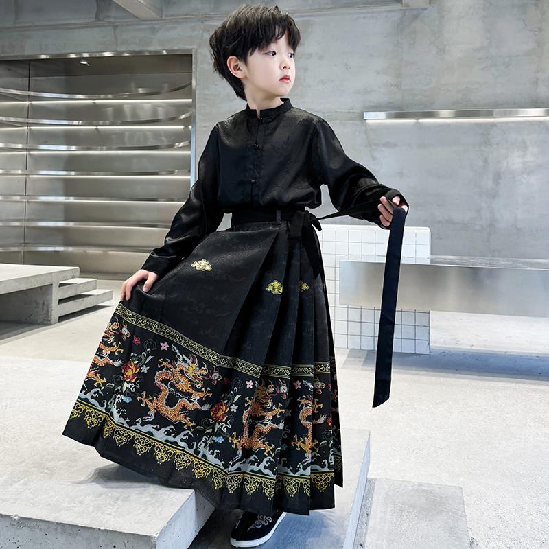 范哲萨男童唐装汉服中式国风2025新款男孩马面裙春秋儿童古装夏季