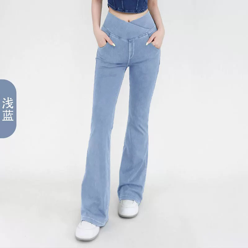 1961小个子高腰浅蓝水洗牛仔遇见70年代复古牛仔喇叭裤牛仔裤裤子