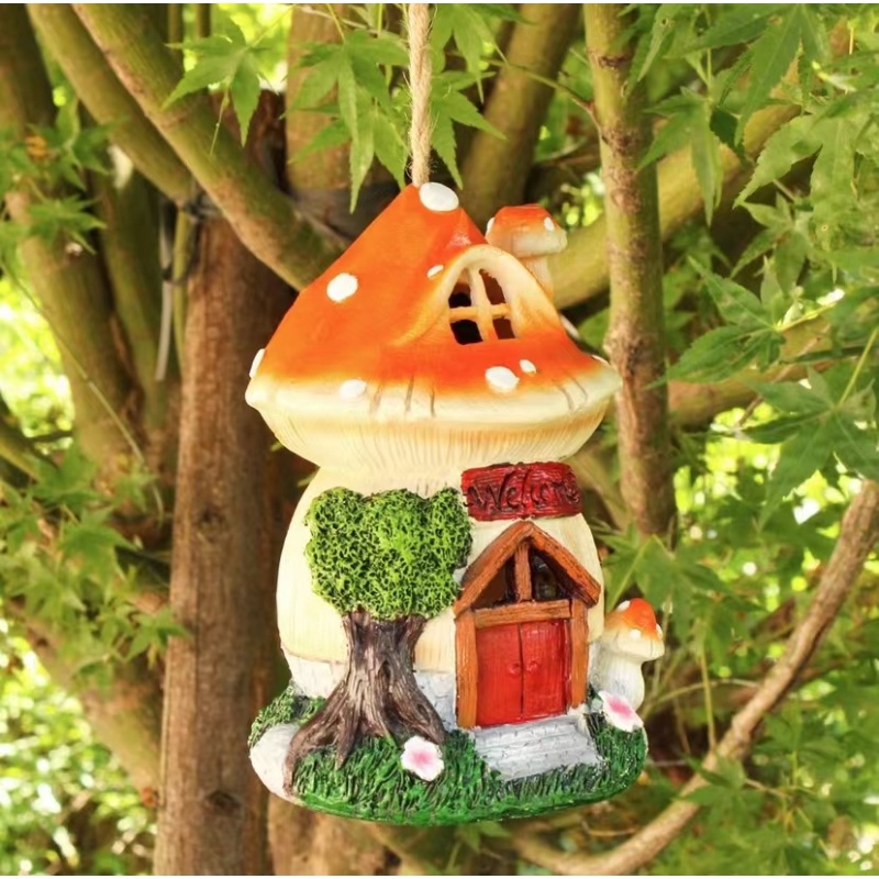 可爱卡通户外花园庭院创意太阳能蘑菇屋发光庭院乡村餐厅装饰摆件