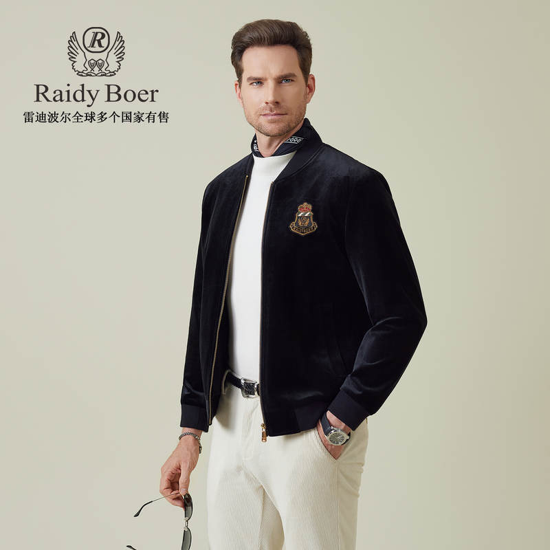 【丝绒】雷迪波尔高端男装2025秋季新款男士棒球领休闲夹克外套3019