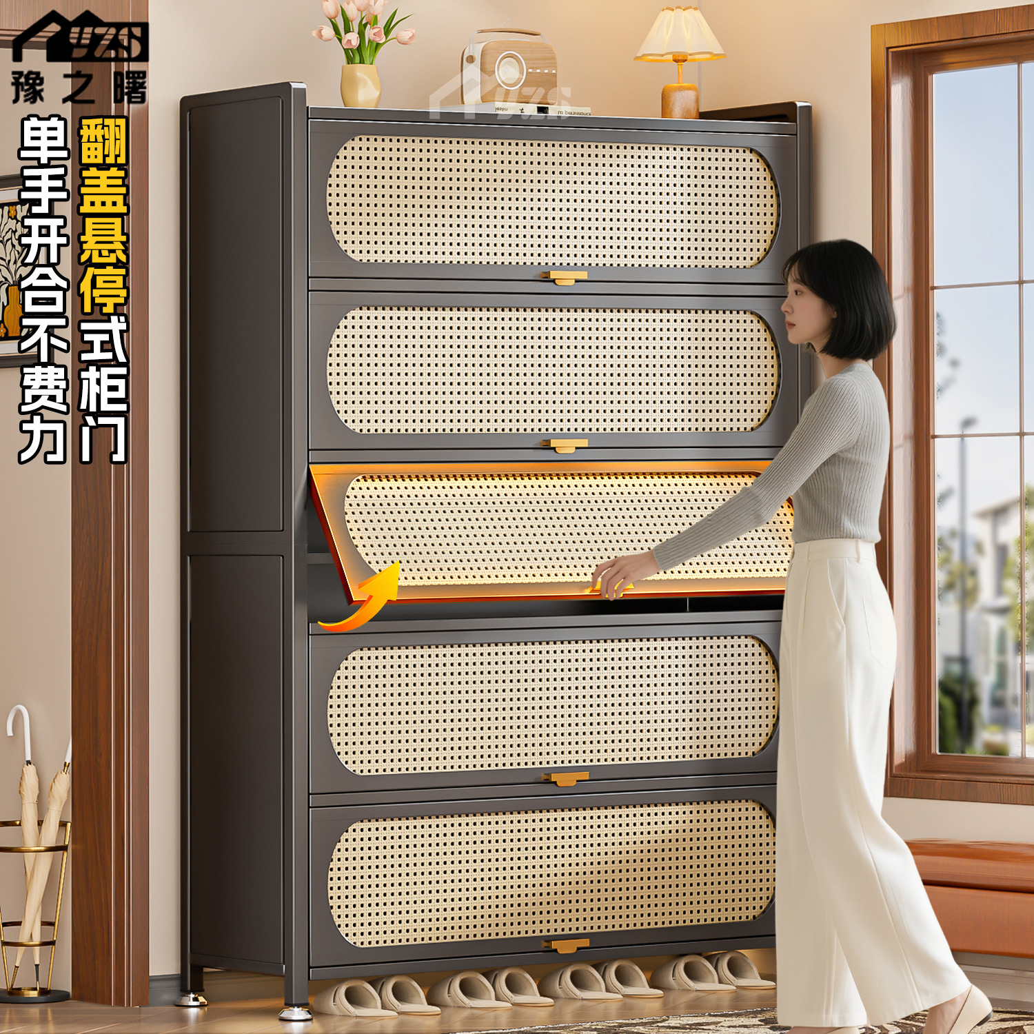 家用钢制鞋柜入户玄关进门口落地多层防尘鞋架简易大容量收纳鞋柜