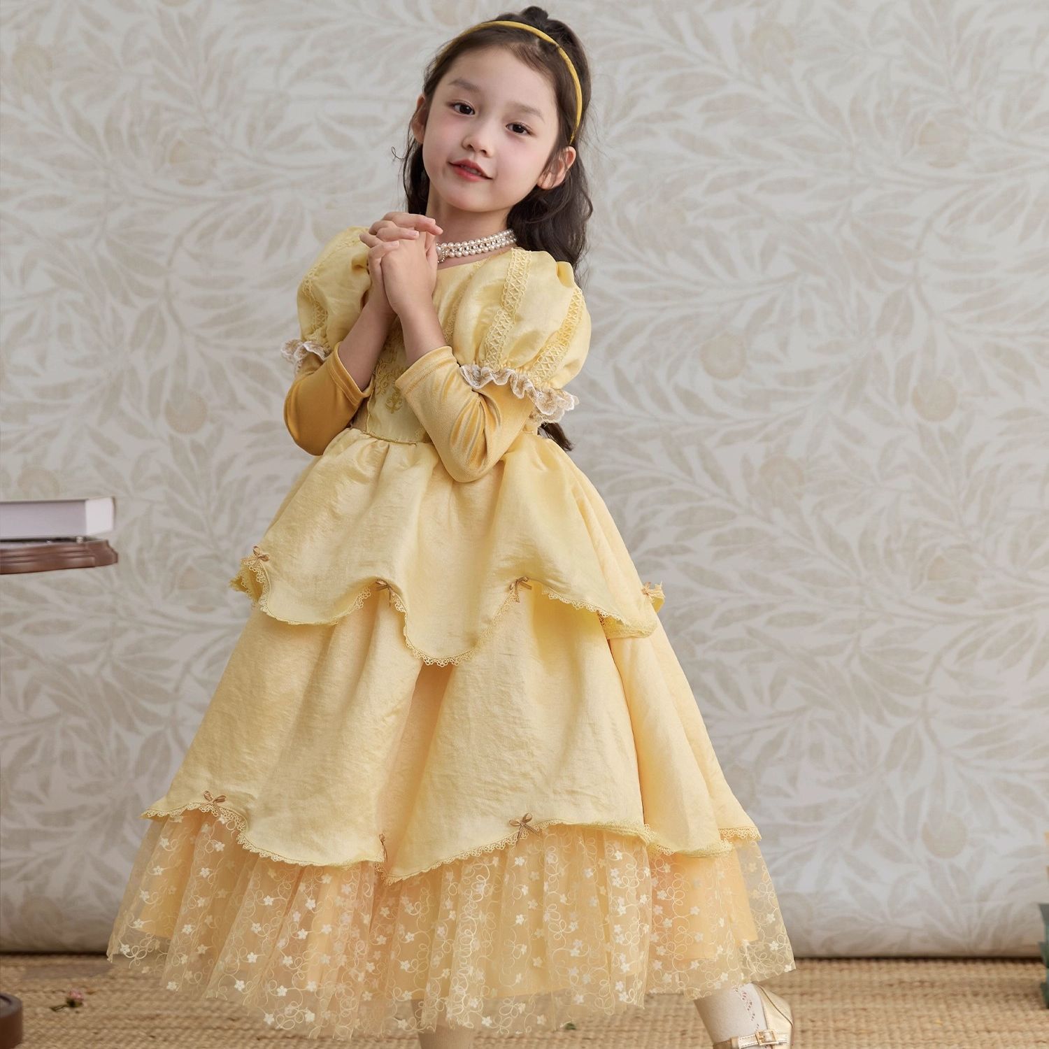 女童法式高级感蓬蓬公主裙小女孩长袖生日蛋糕裙贝尔公主礼服裙