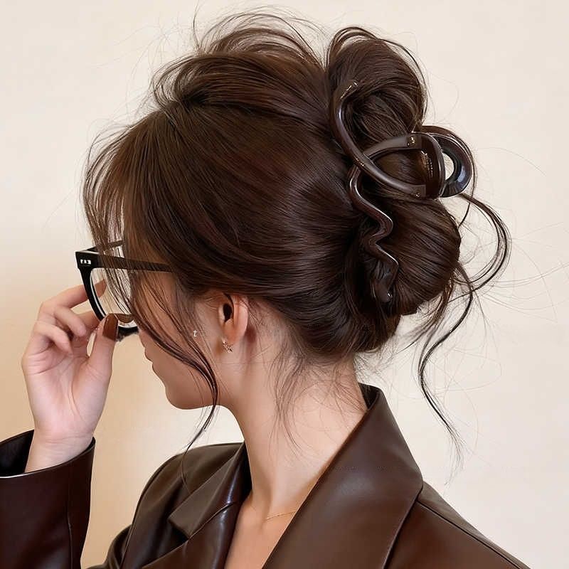 复古波浪抓夹女2025新款高级感发夹后脑勺大号发量大鲨鱼夹子头饰