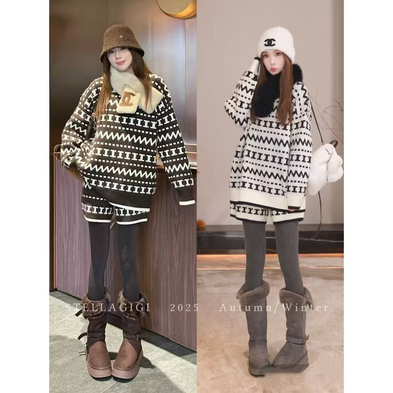 SG /杨依姗 AW费尔岛圣诞毛衣套装 圆领提花毛衣+短裤TZ-20252493