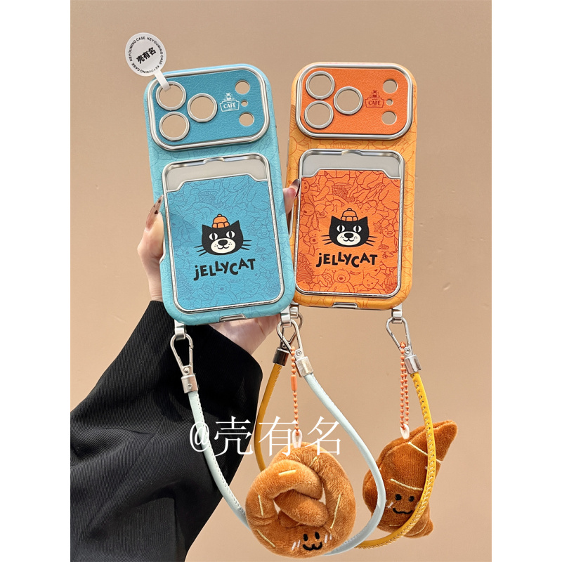 线条jellycat吉利猫皮绳挂件适用苹果17手机壳iPhone16/15/14卡包