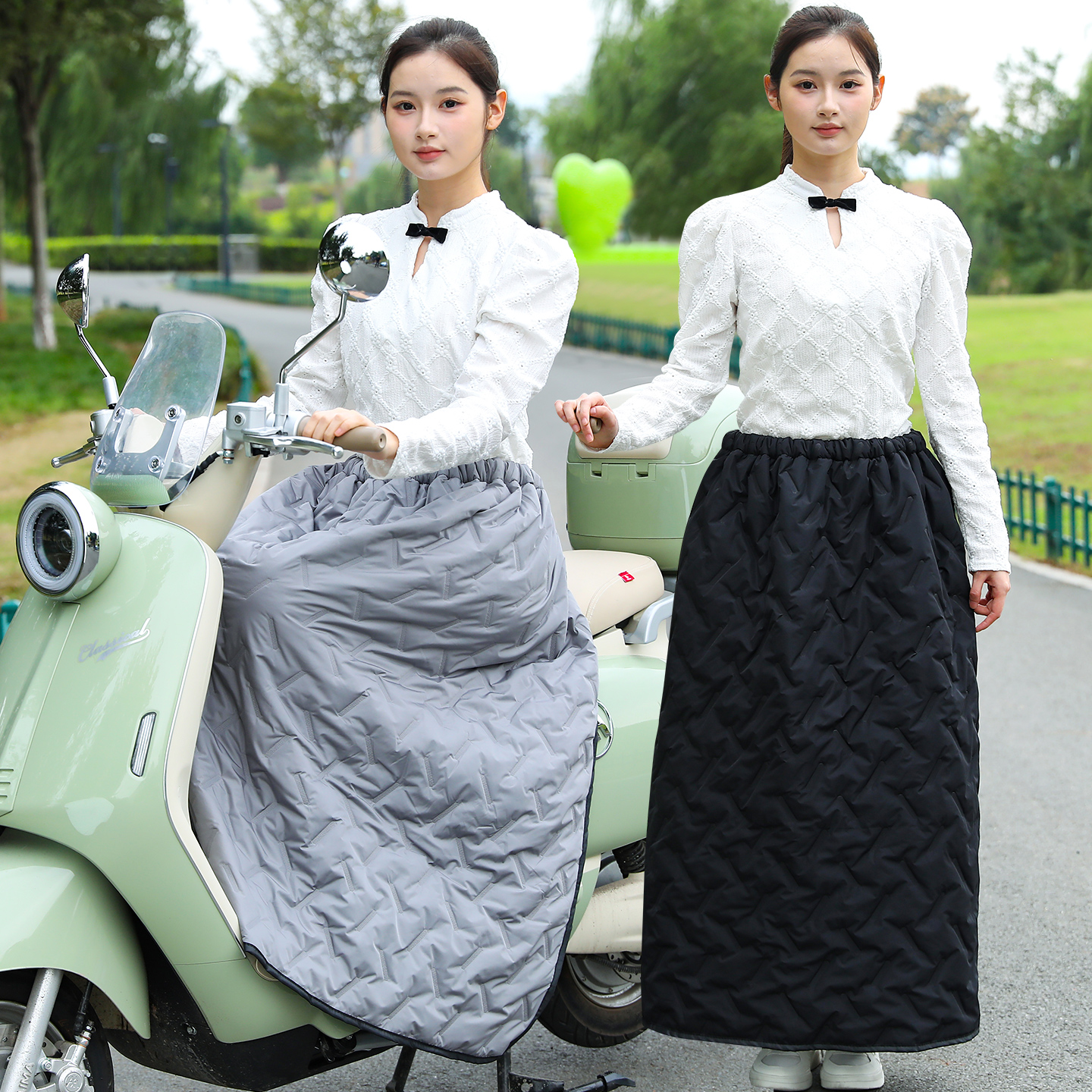 电动车挡风裙护膝冬骑车保暖防风防水加绒加厚护腿半身围裙挡风被