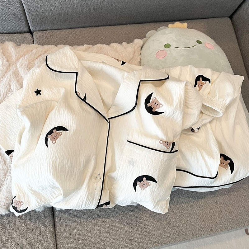 月亮熊高级奶系云朵棉睡衣秋冬女款爆款2025新家居服套装长袖长裤