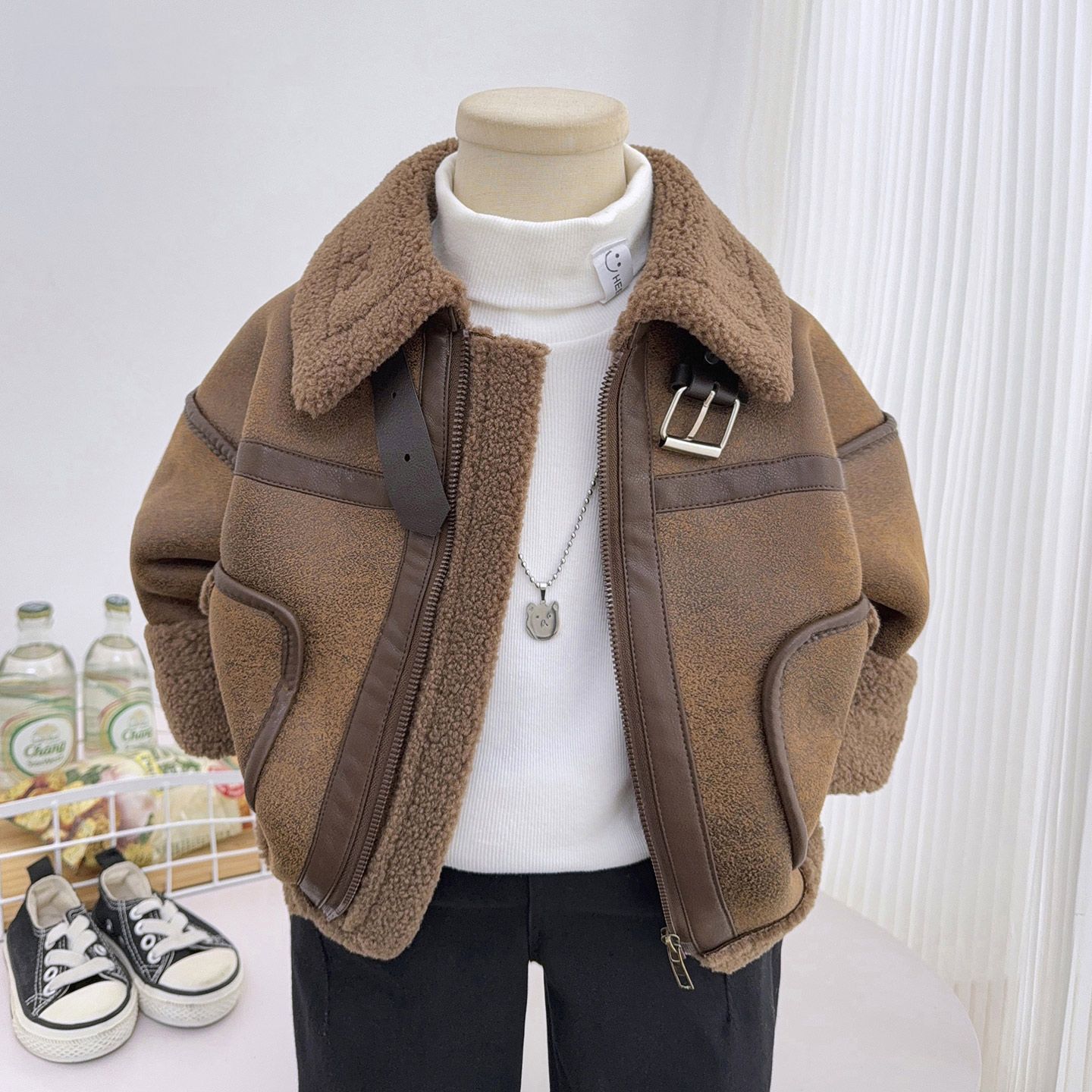 男童皮毛一体外套秋冬季新款洋气麂皮绒2025年款儿童衣服秋冬款