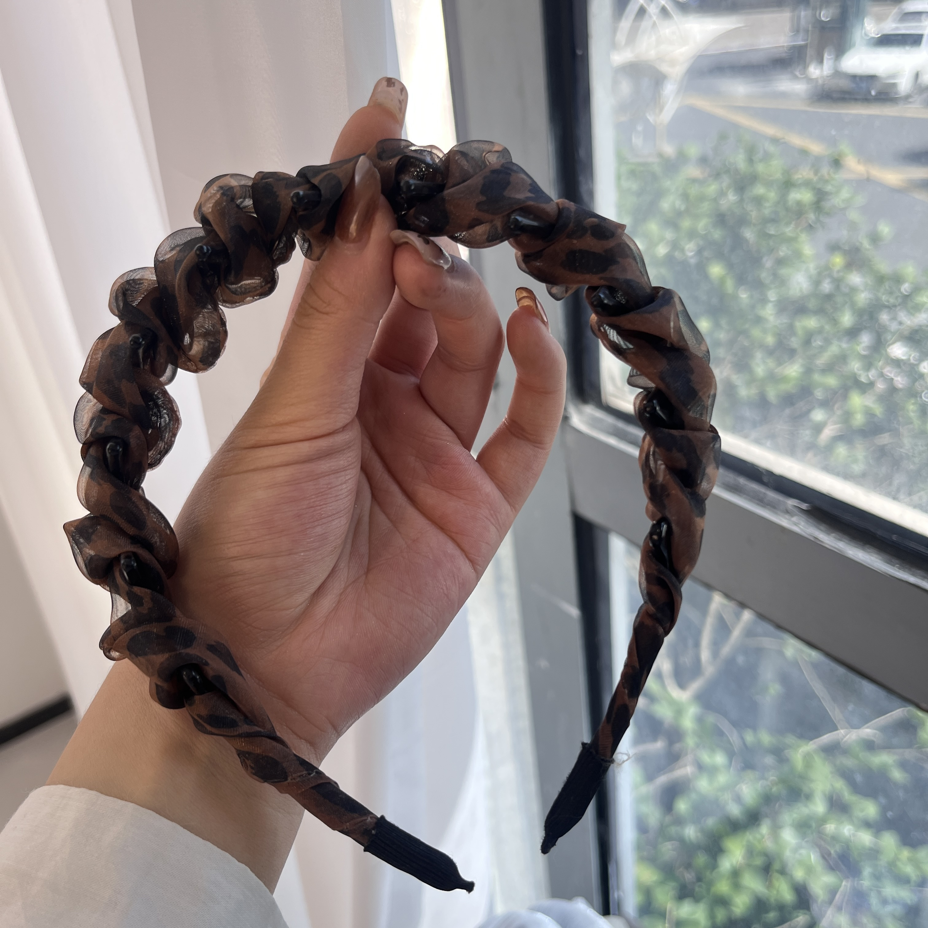 新韩系东大门豹纹发箍高颅顶气质秋冬氛围感