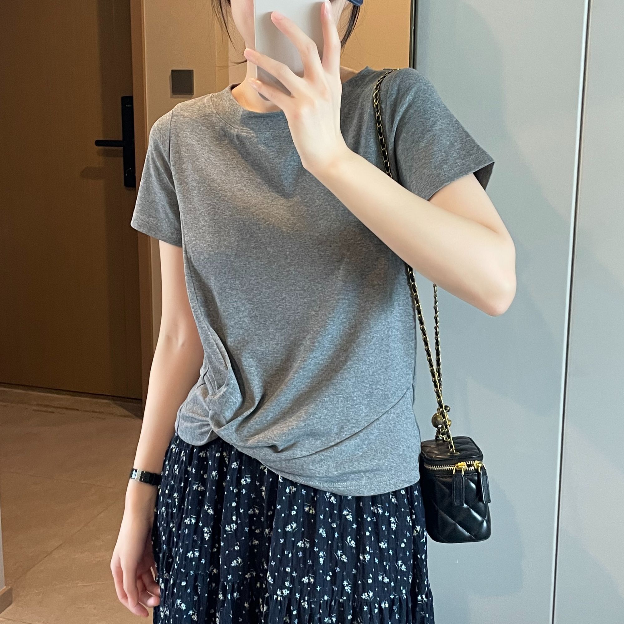 「设计感 不规则」透气赛罗棉短袖t恤夏季韩版百搭显瘦洋气半袖T147