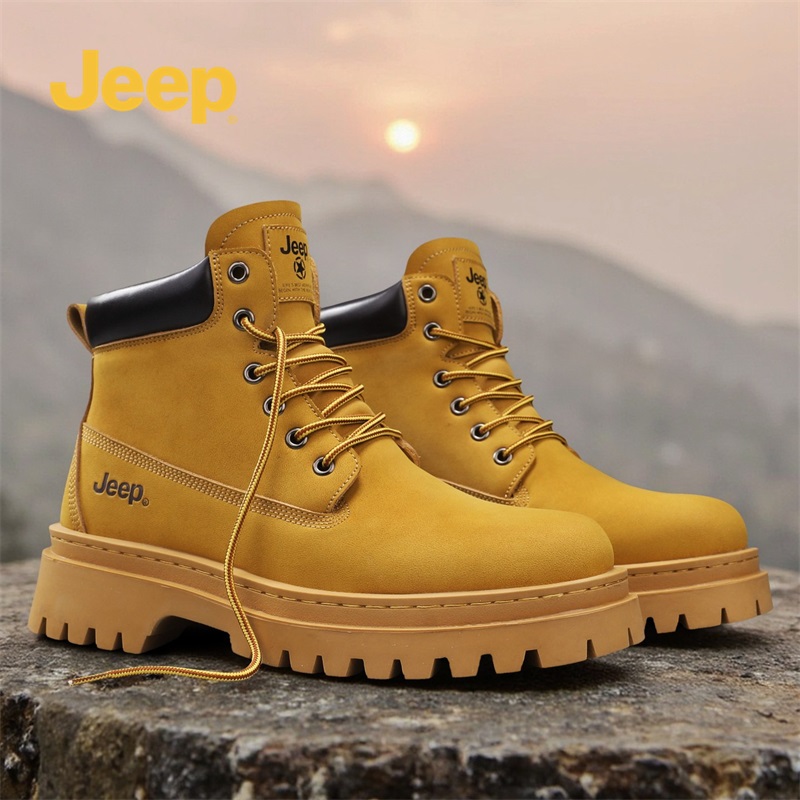 JEEP/吉普秋季男士大黄靴男鞋户外防风防滑百搭休闲马丁靴男鞋子