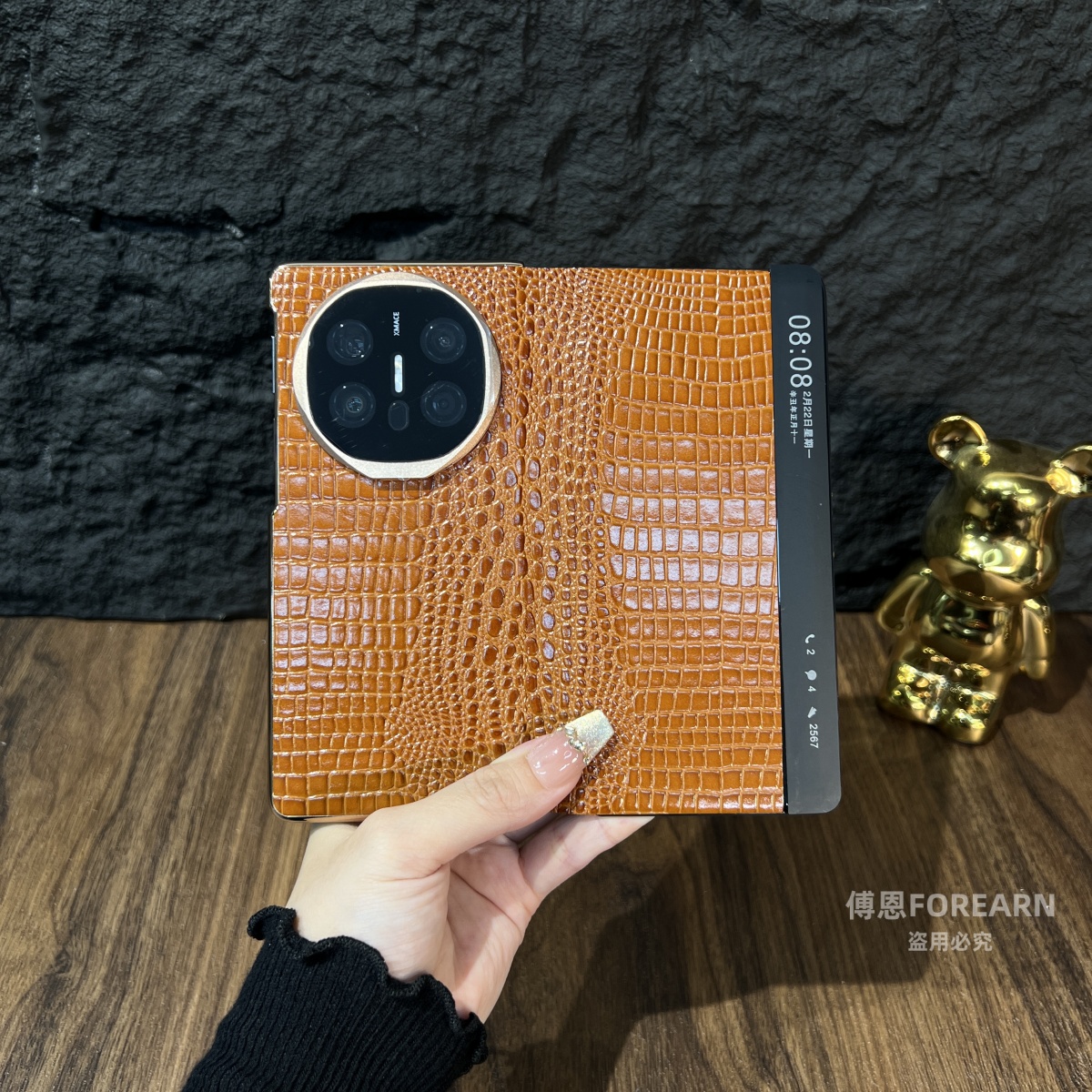 适用于华为matex6手机壳镜头支架折叠屏matex5新款x5真皮鳄鱼x6