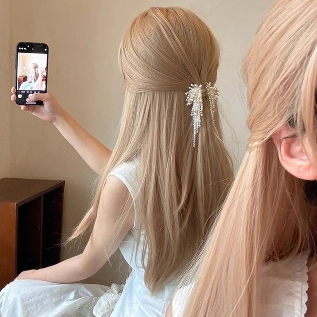 公主珍珠流苏抓夹女气质后脑勺半扎发小鲨鱼夹高级感发饰发夹新品