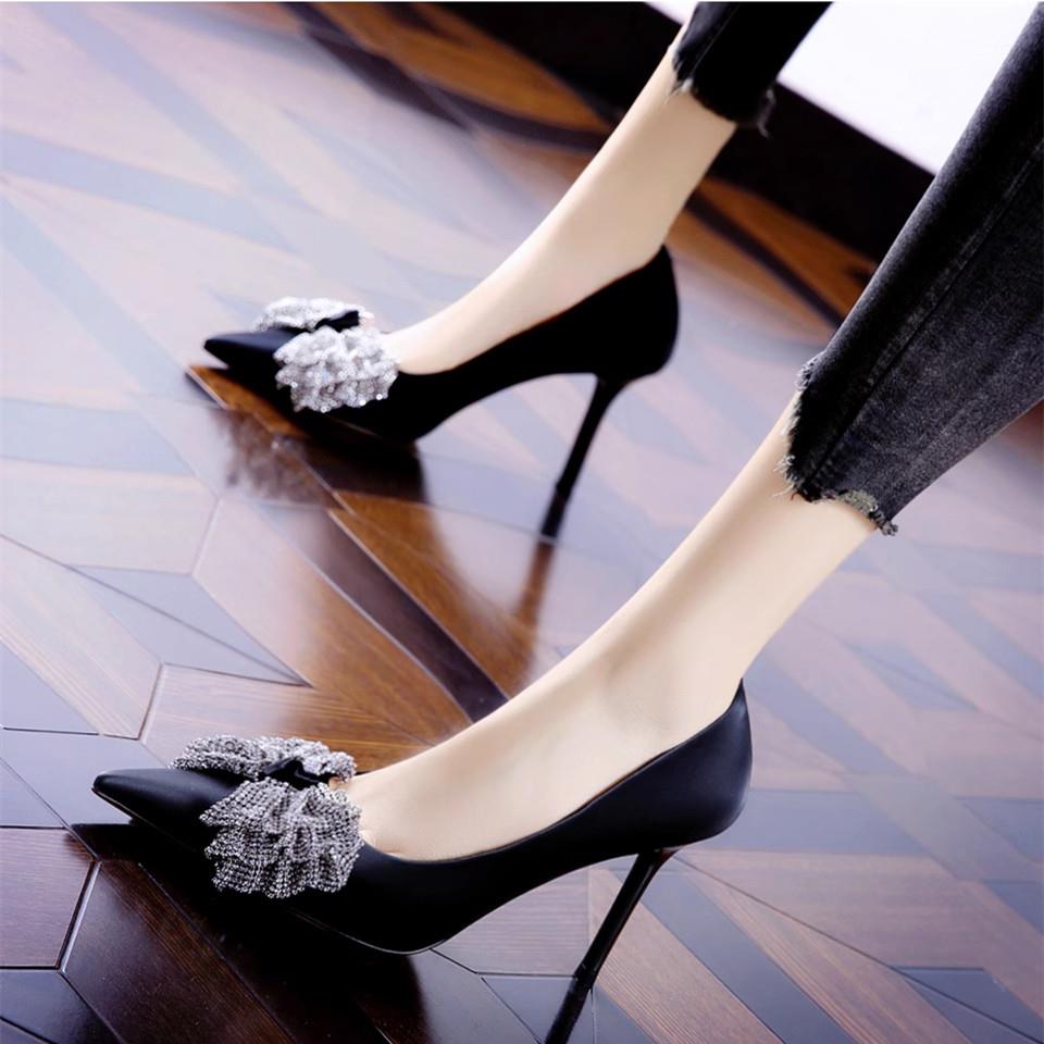 小码313233法式尖头高跟鞋女2025新款宴会浅口时尚单鞋大码41一43