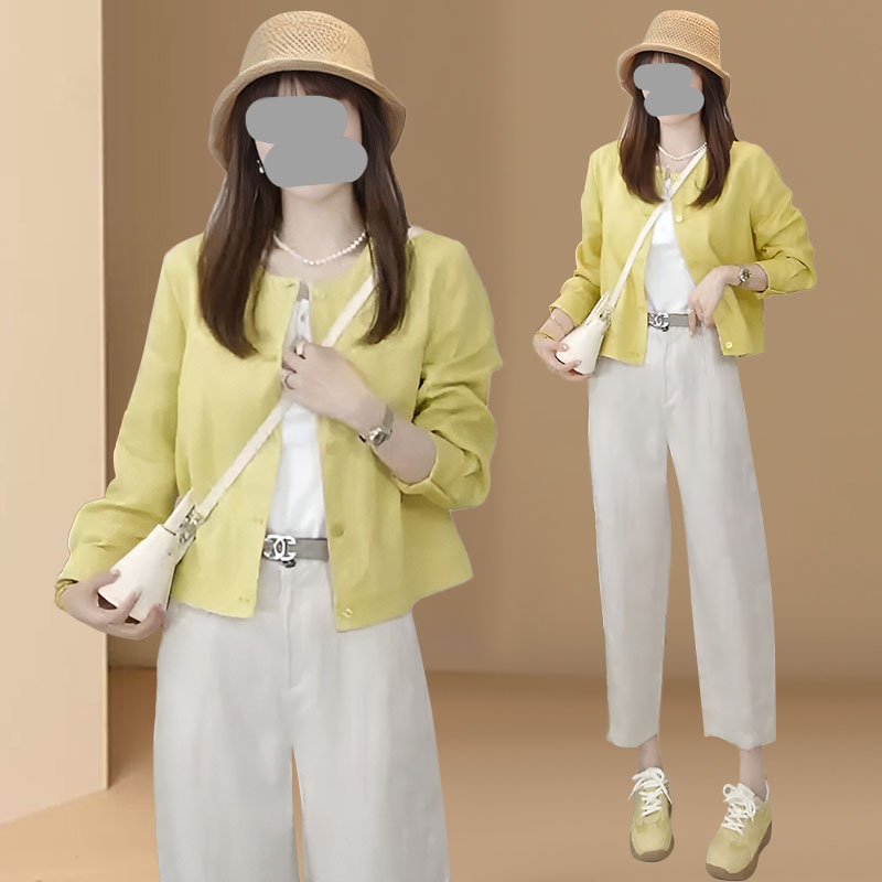 单排扣薄款长袖防晒衣2025夏季新品小众别致圆领短外套宽松上衣女