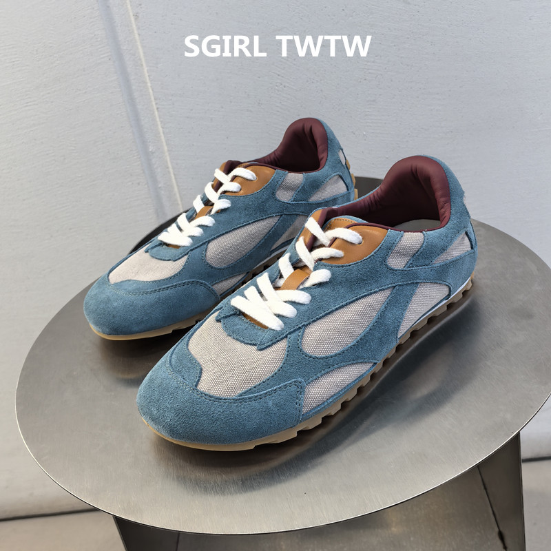 SGIRL TWTW2025年夏季新款真皮网布透气平底百搭时尚休闲鞋女鞋潮
