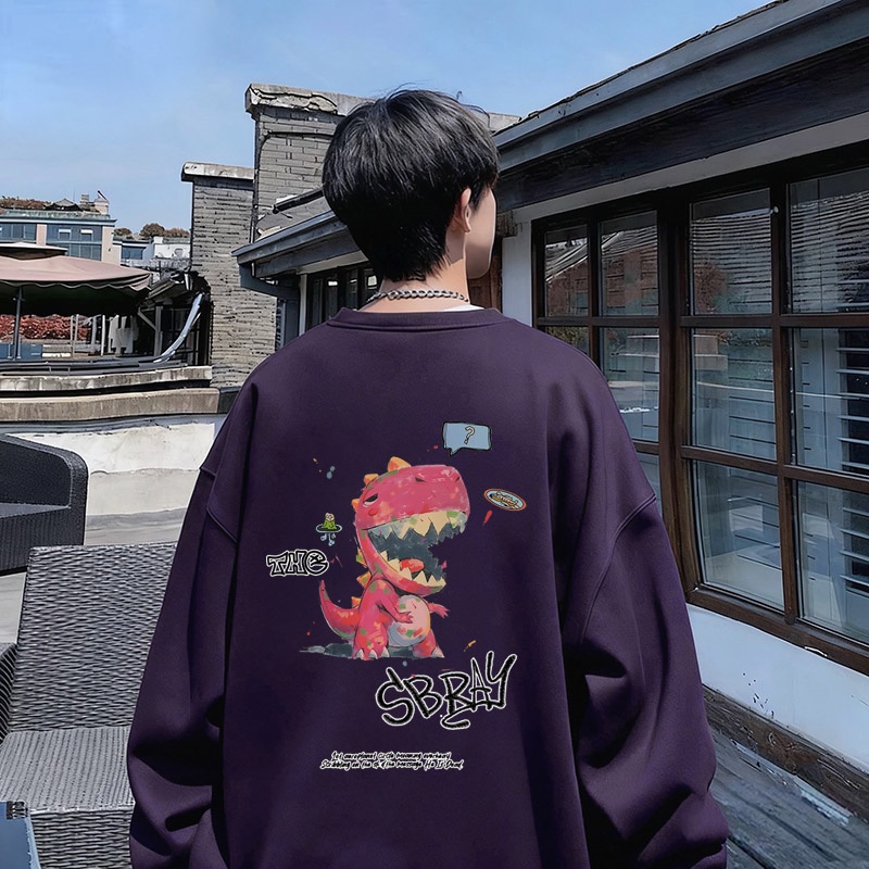 秋季新款圆领卫衣男生宽松打底衫潮牌休闲百搭长袖套头上衣青少年