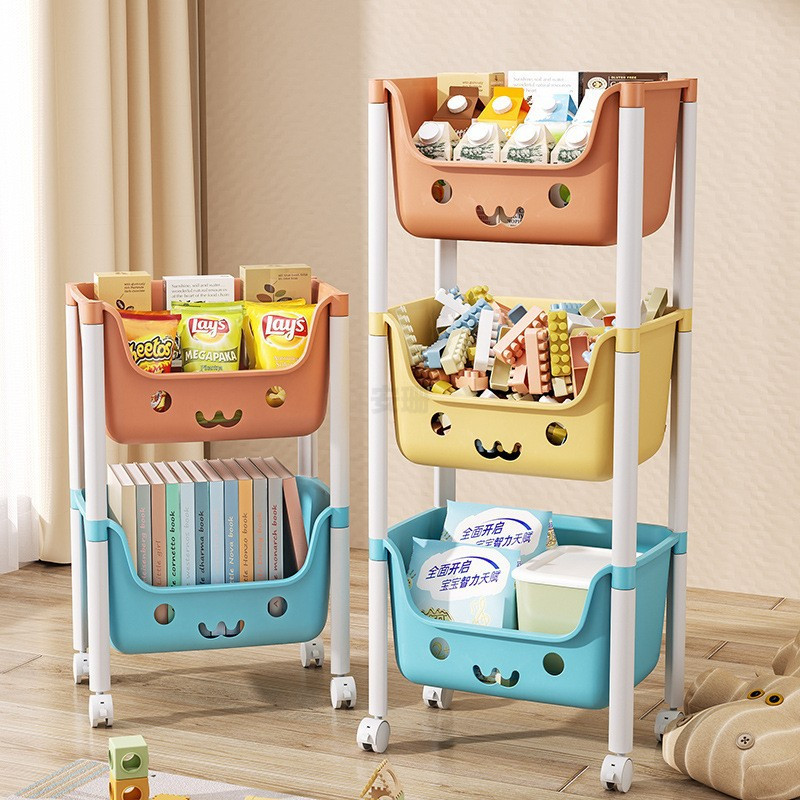 儿童玩具置物架家用可移动多层书架绘本架客厅零食收纳储物小推车