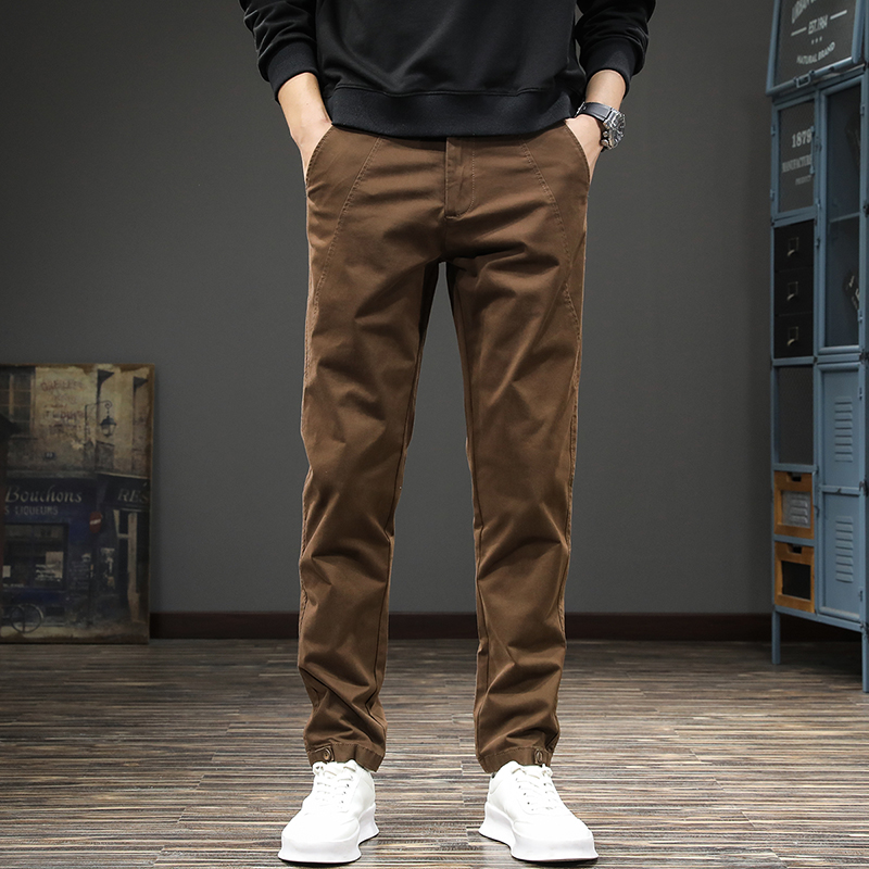 CALTOKROSA高端复古水洗男士休闲裤潮流韩版修身直筒小西裤长裤潮